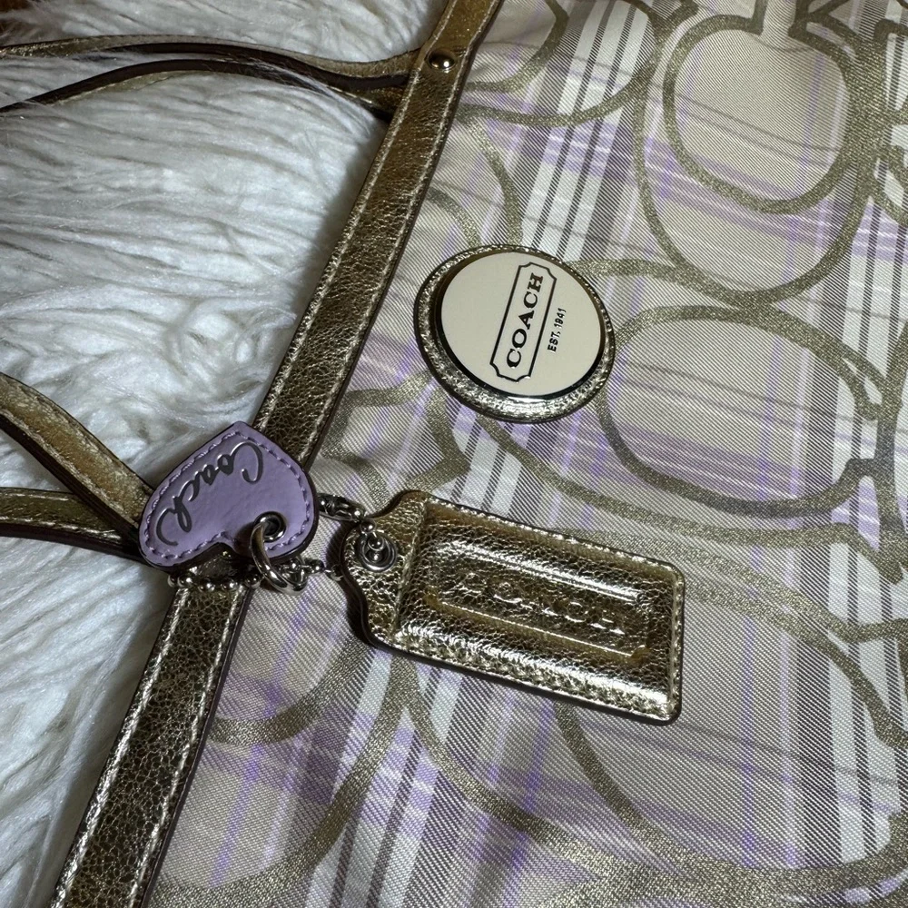 Coach F17474 Signature Multicolor Tartan Tote Shoulder Bag - Picture 7 of 14